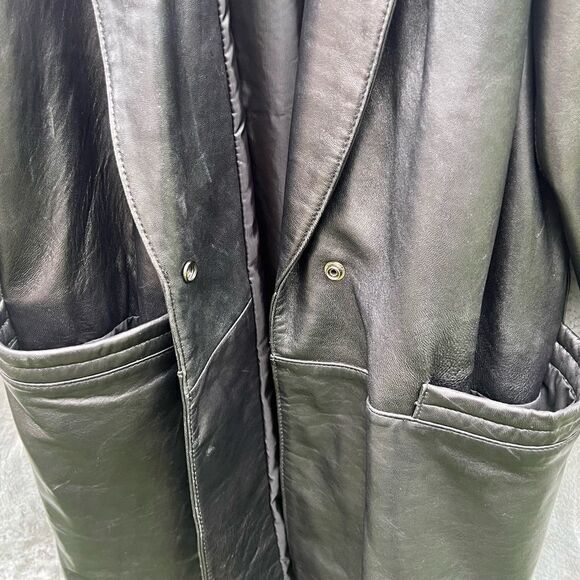 Vintage Women’s Leather by Wilson trench coat single snap closure size Medium - Picture 4 of 9